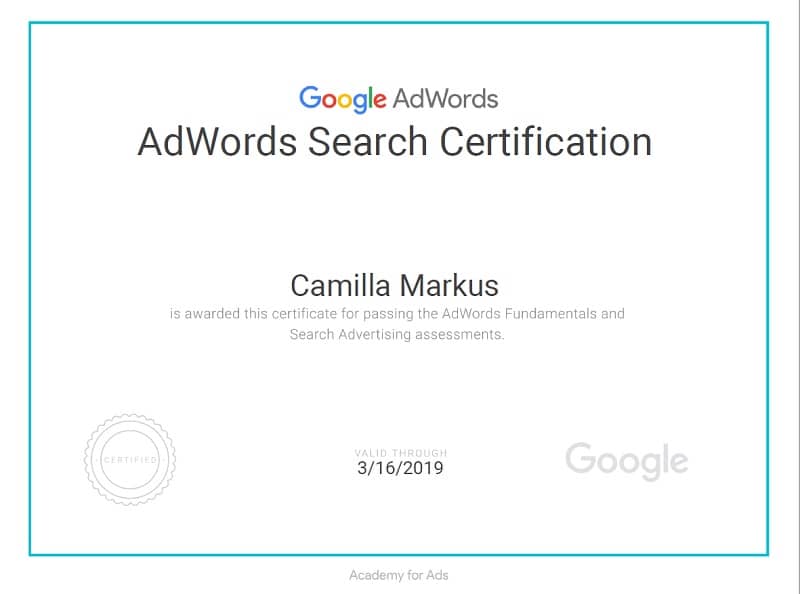 Certifiering Search Ads